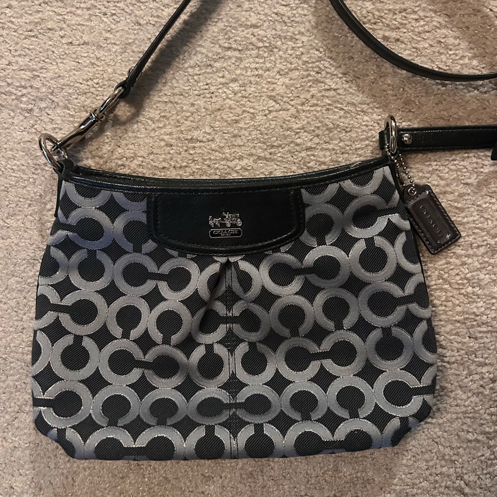 Coach Black and Gray Circle Pattern Crossbody Bag